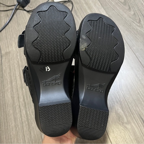 DANSKO Sophie Black Leather Embossed Strap Slide Sandal Size EU 36 US 5 - Picture 6 of 10